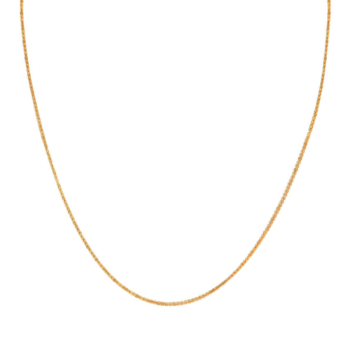 22k Yellow Gold Square Bismark Chain measuring 1mm width x 16 inch length