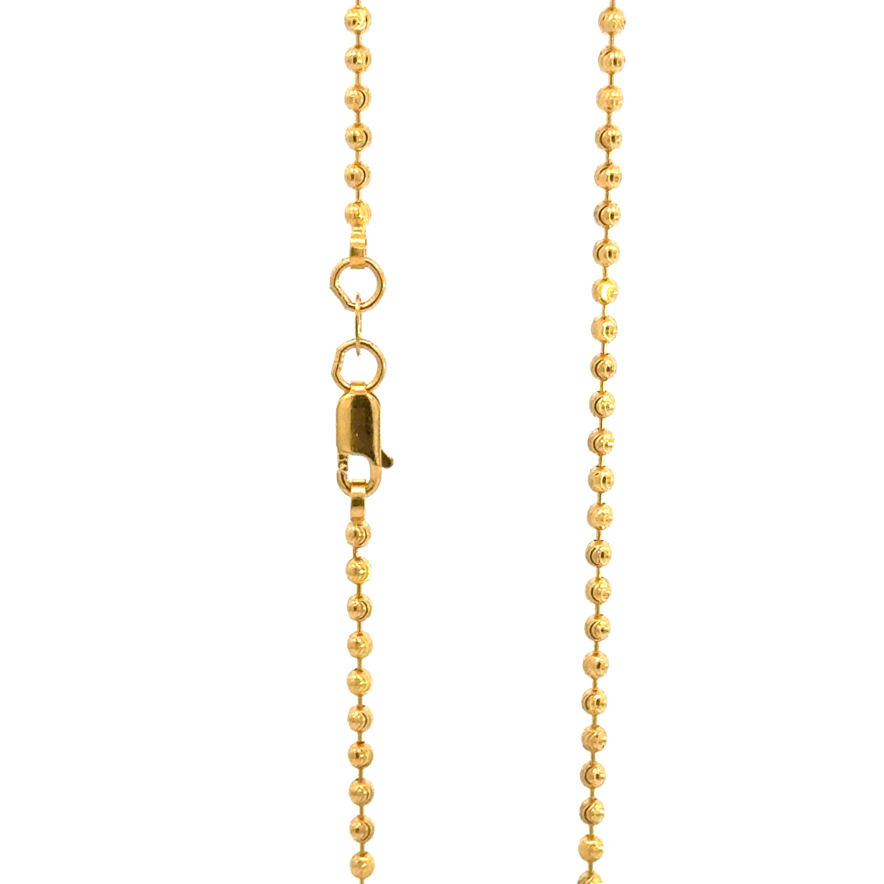 22k Yellow Gold Ball Chain measuring 1mm width x 16 inch length