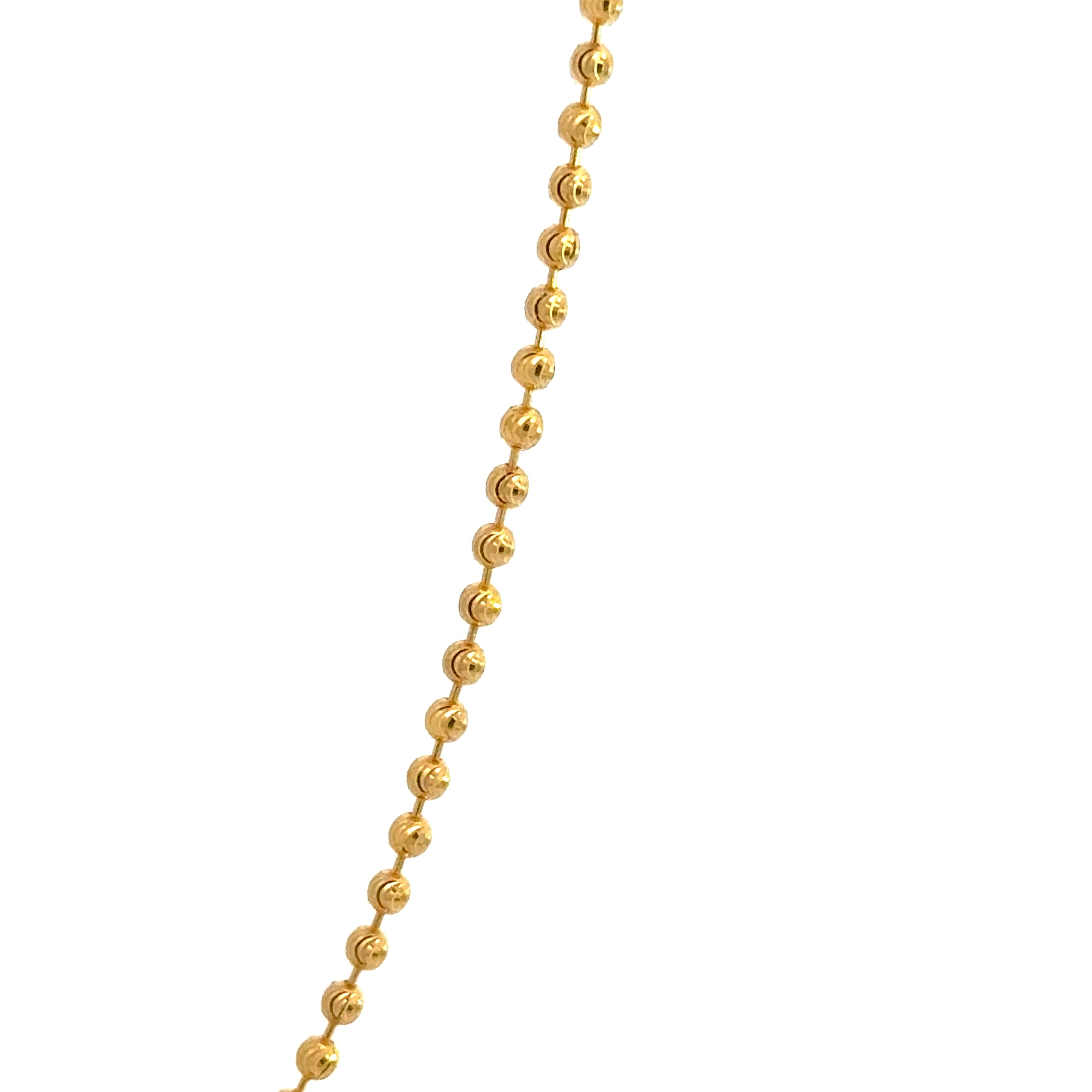 22k Yellow Gold Ball Chain measuring 1mm width x 16 inch length