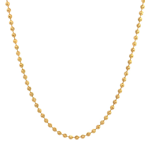 22k Yellow Gold Ball Chain measuring 1mm width x 16 inch length