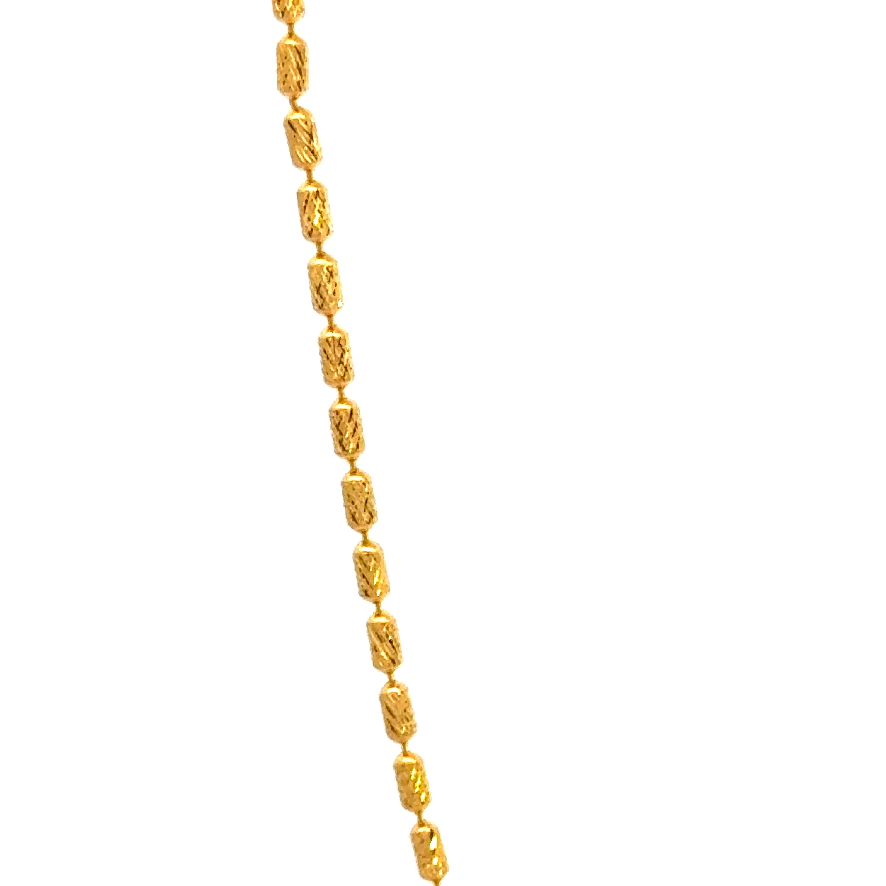 22k Yellow Gold Bullet Chain measuring 1.5mm width x 16 inch length