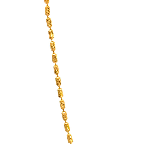 22k Yellow Gold Bullet Chain measuring 1.5mm width x 16 inch length