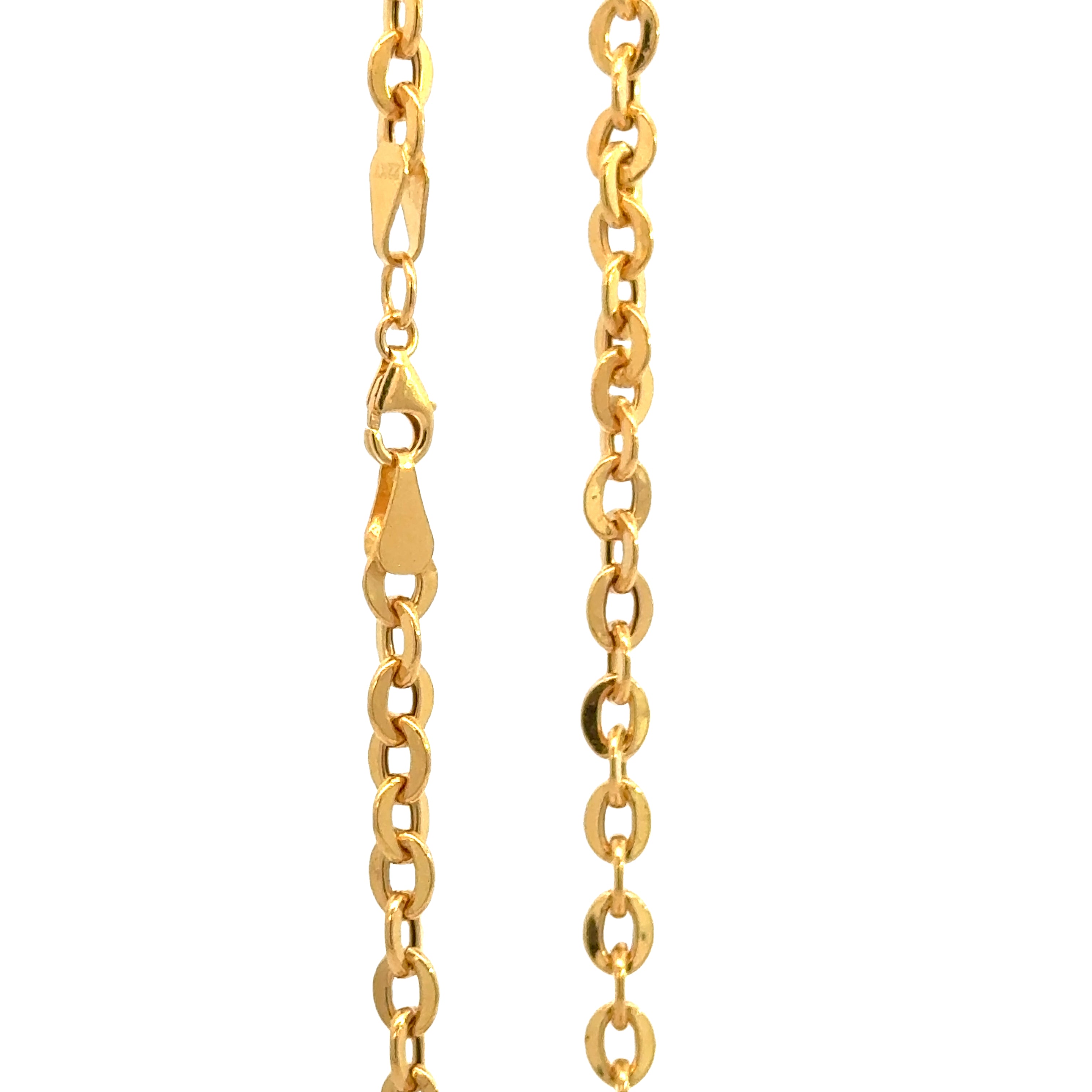 22k Yellow Gold Anchor Chain measuring 5mm width x 18 inch length