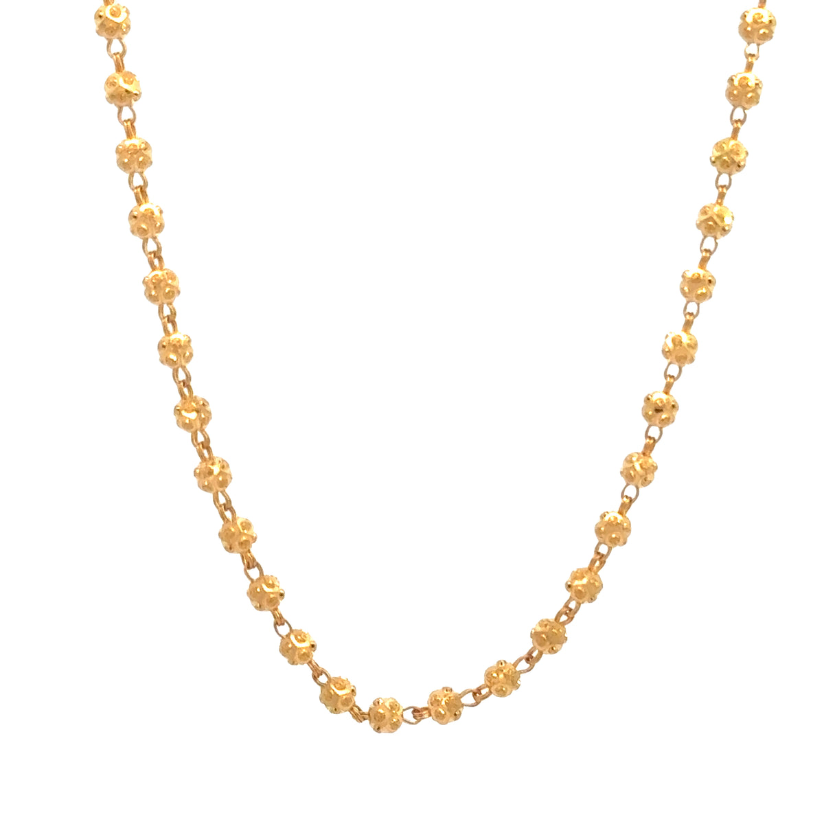 22k Yellow Gold Fancy Ball Chain measuring 3mm width x 18 inch length