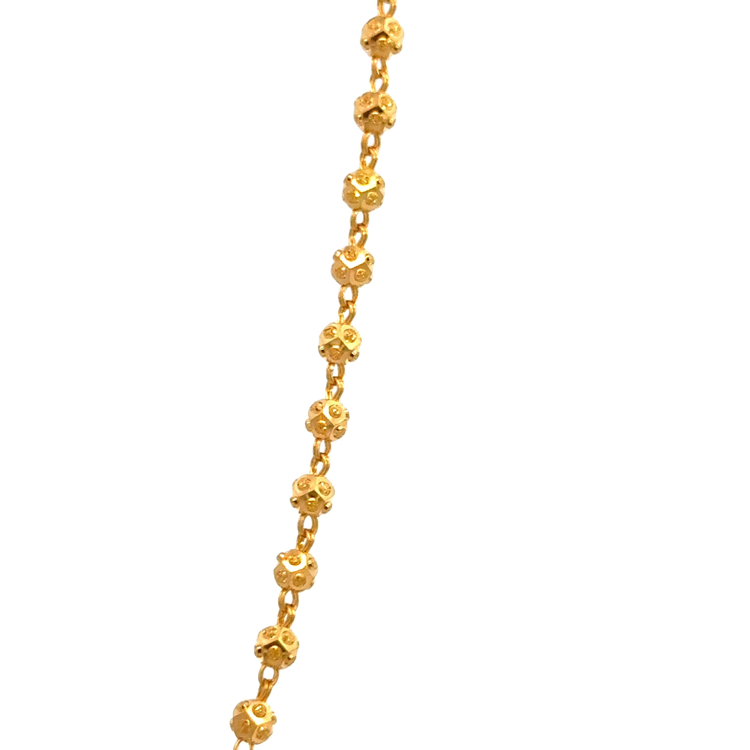 22k Yellow Gold Fancy Ball Chain measuring 3mm width x 18 inch length