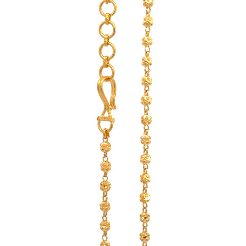 22k Yellow Gold Fancy Ball Chain measuring 3mm width x 18 inch length