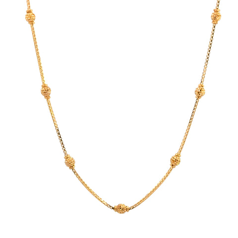 22k Yellow Gold Fancy Ball Chain measuring 1mm width x 18 inch length