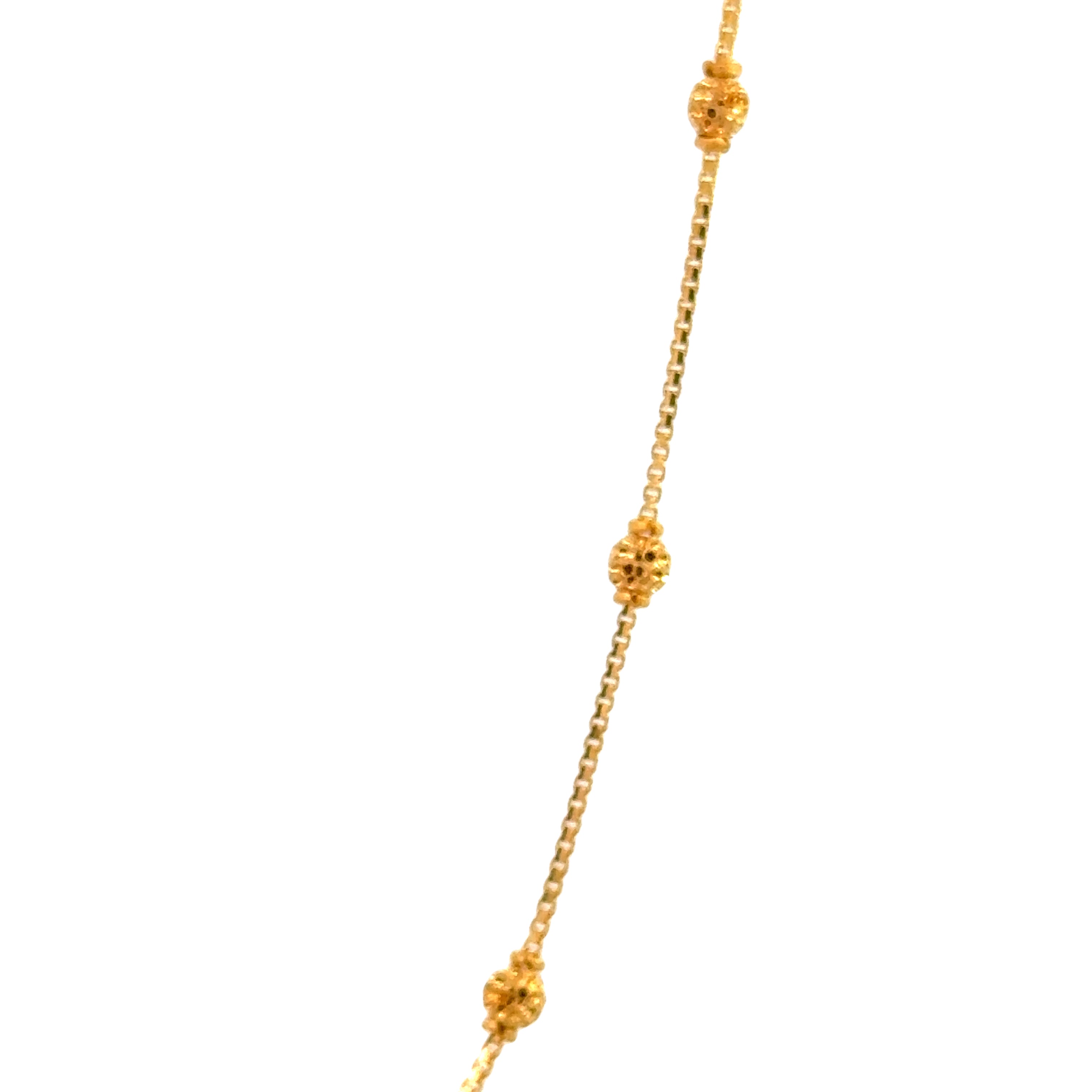 22k Yellow Gold Fancy Ball Chain measuring 1mm width x 18 inch length