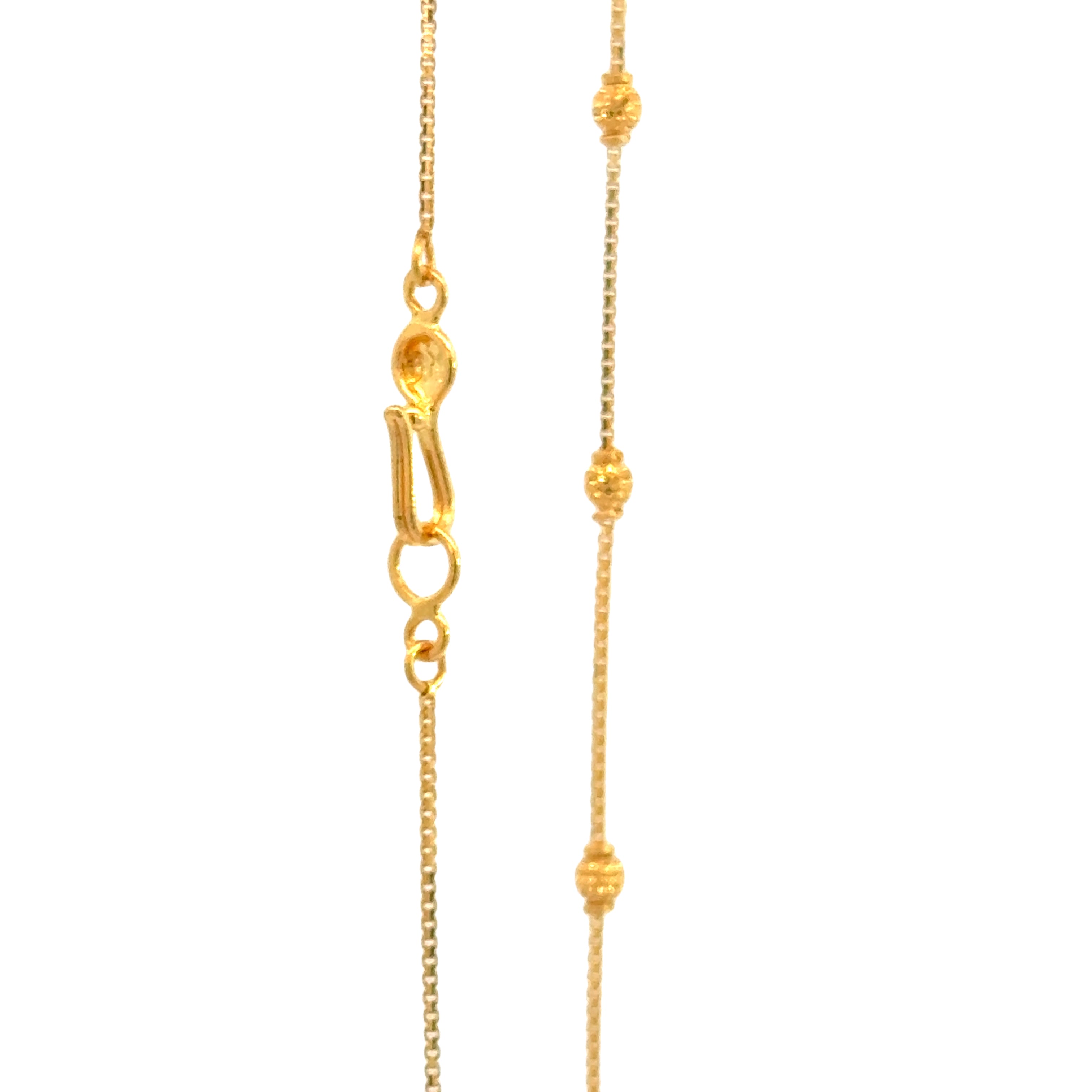 22k Yellow Gold Fancy Ball Chain measuring 1mm width x 18 inch length