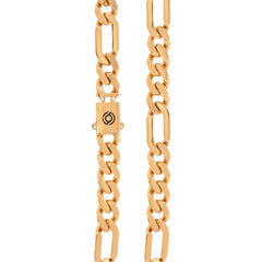 22k Yellow Gold Mens Figaro Cuban Chain measuring 8mm width x 20 inch length