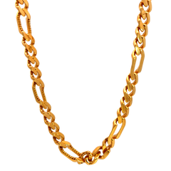22k Yellow Gold Mens Figaro Cuban Chain measuring 8mm width x 22 inch length