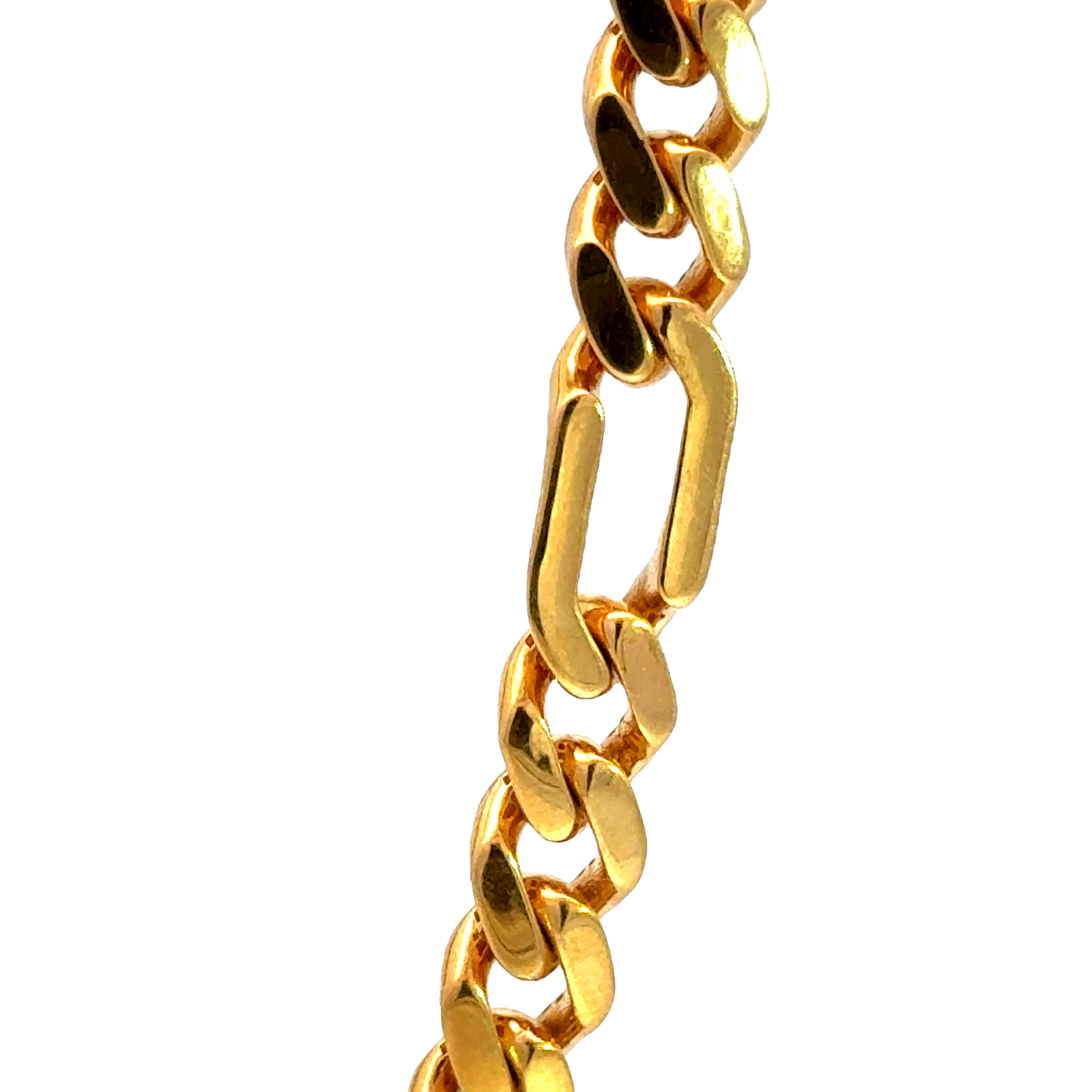 22k Yellow Gold Mens Figaro Cuban Chain measuring 8mm width x 20 inch length