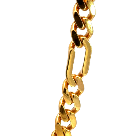 22k Yellow Gold Mens Figaro Cuban Chain measuring 8mm width x 22 inch length