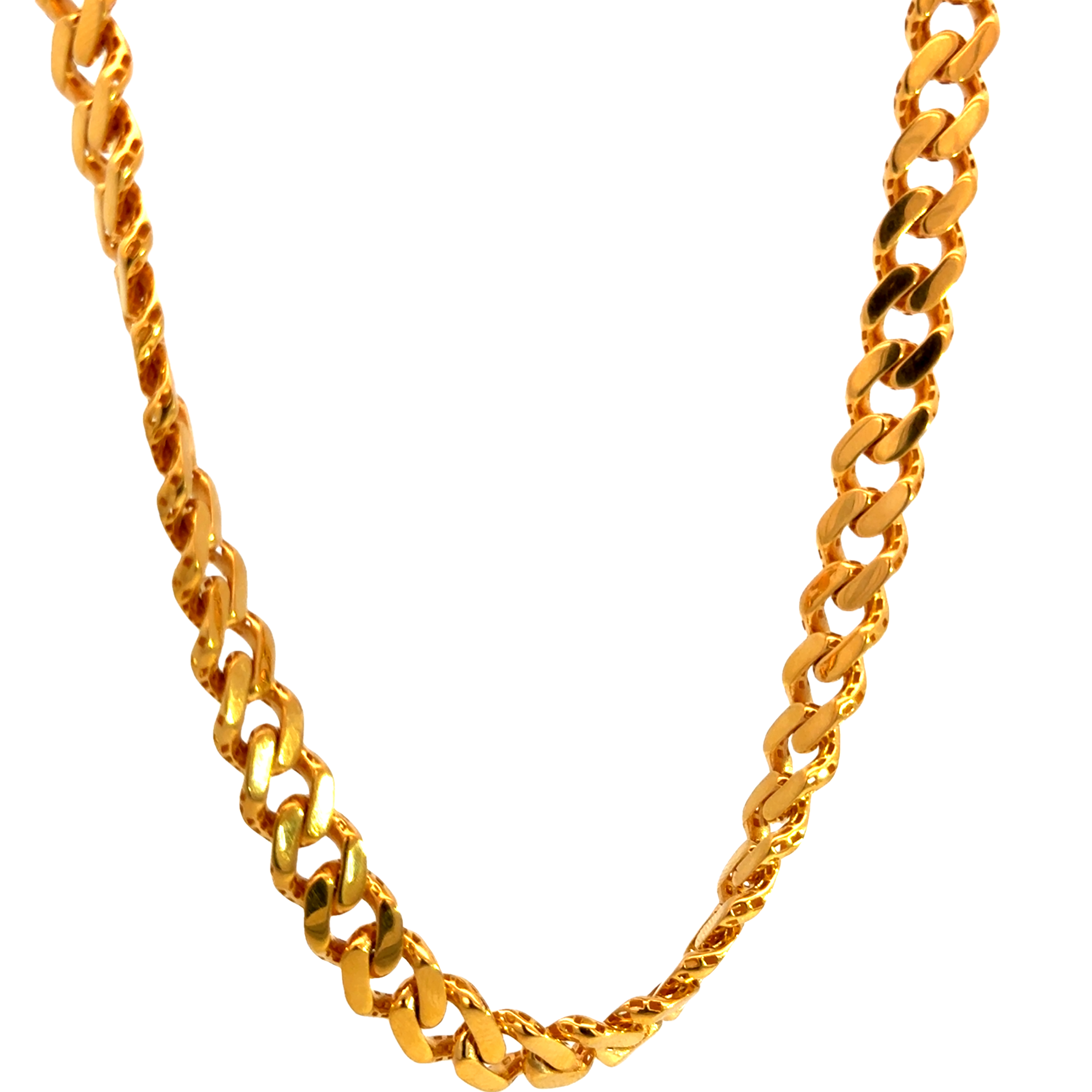 22k Yellow Gold Mens Miami Cuban Chain measuring 8mm width x 20 inch length