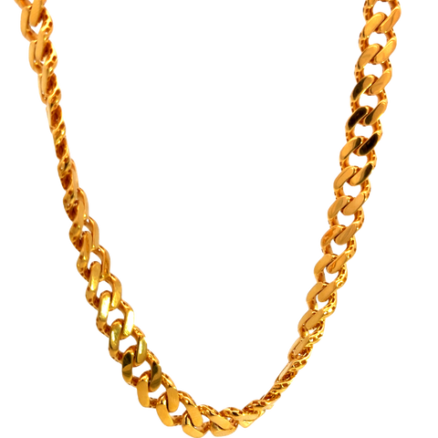 22k Yellow Gold Mens Miami Cuban Chain measuring 8mm width x 22 inch length