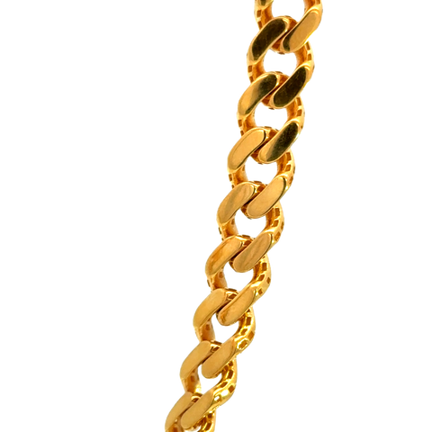 22k Yellow Gold Mens Miami Cuban Chain measuring 8mm width x 22 inch length