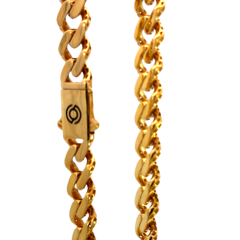 22k Yellow Gold Mens Miami Cuban Chain measuring 8mm width x 22 inch length