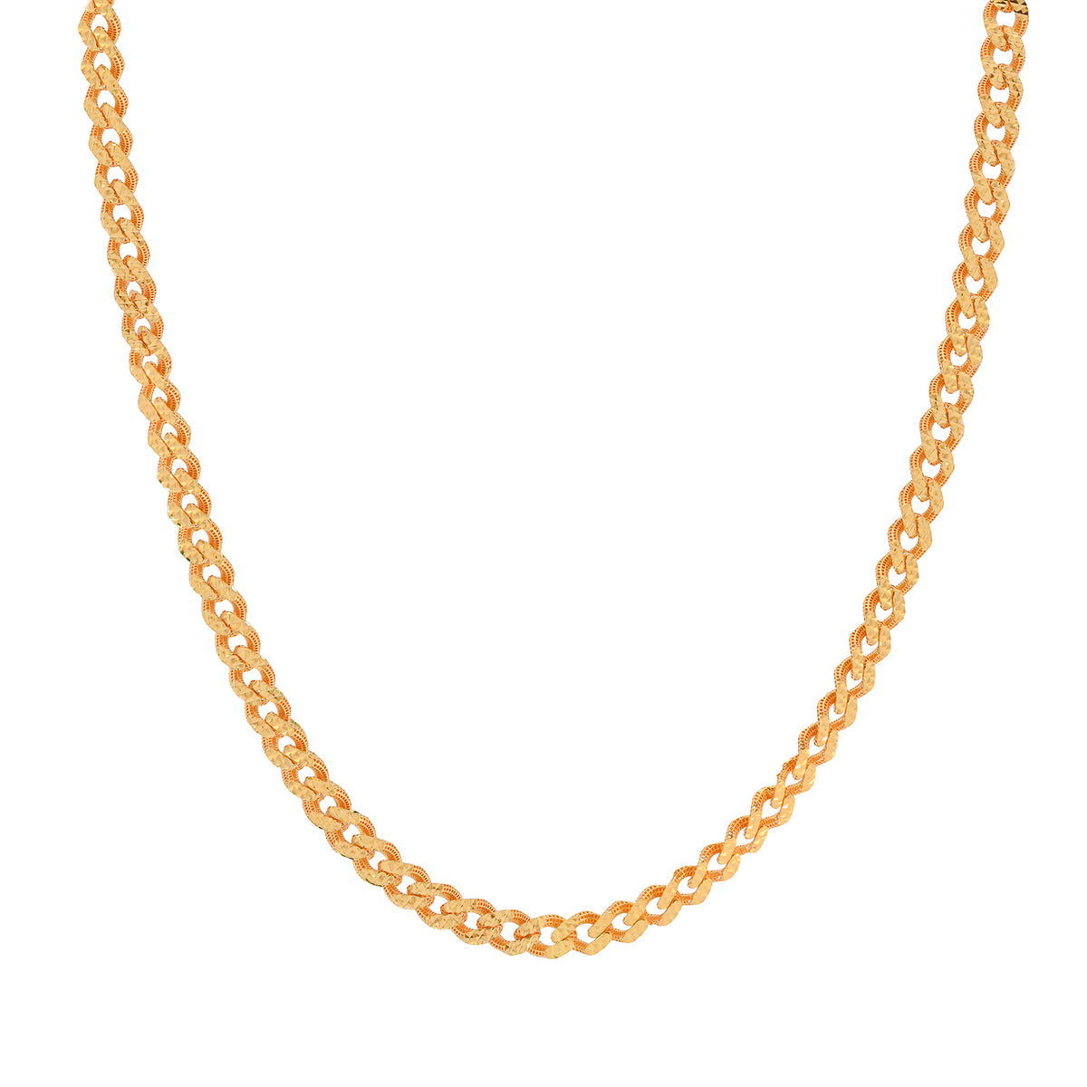 22k Yellow Gold Diamond Cut Cuban Link Chain measuring 5mm width x 24 inch length
