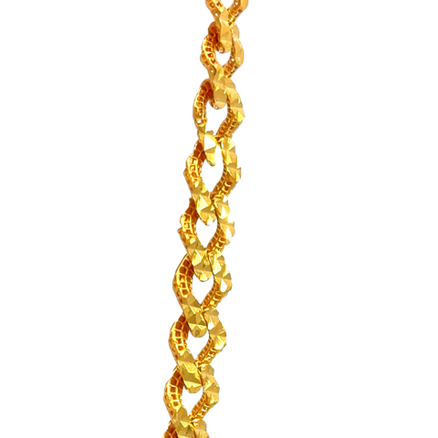 22k Yellow Gold Diamond Cut Cuban Link Chain measuring 5mm width x 24 inch length