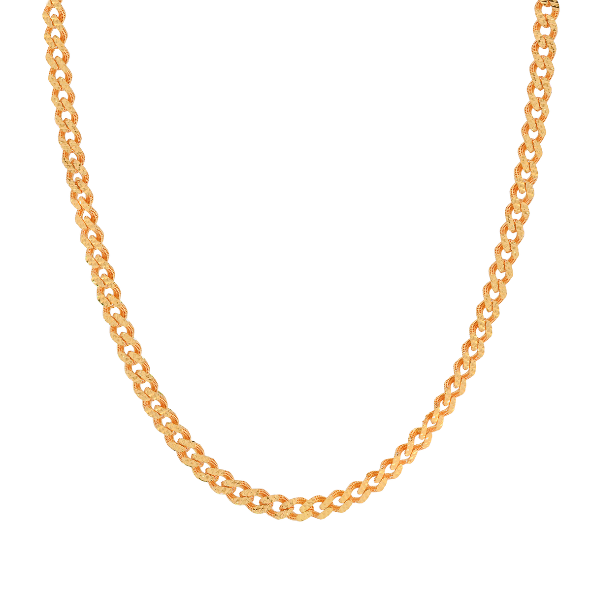 22k Yellow Gold Diamond Cut Cuban Link Chain measuring 7mm width x 24 inch length