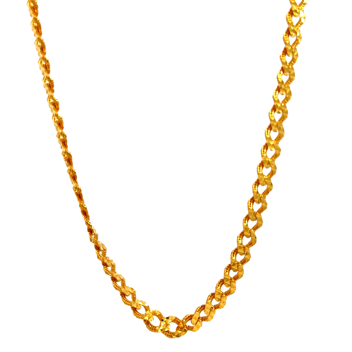 22k Yellow Gold Diamond Cut Cuban Link Chain measuring 7mm width x 24 inch length