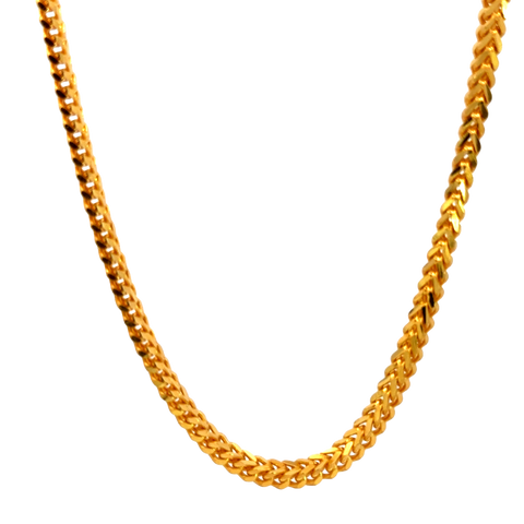 22k Yellow Gold Mens Franco Chain measuring 3.3mm width x 22 inch length