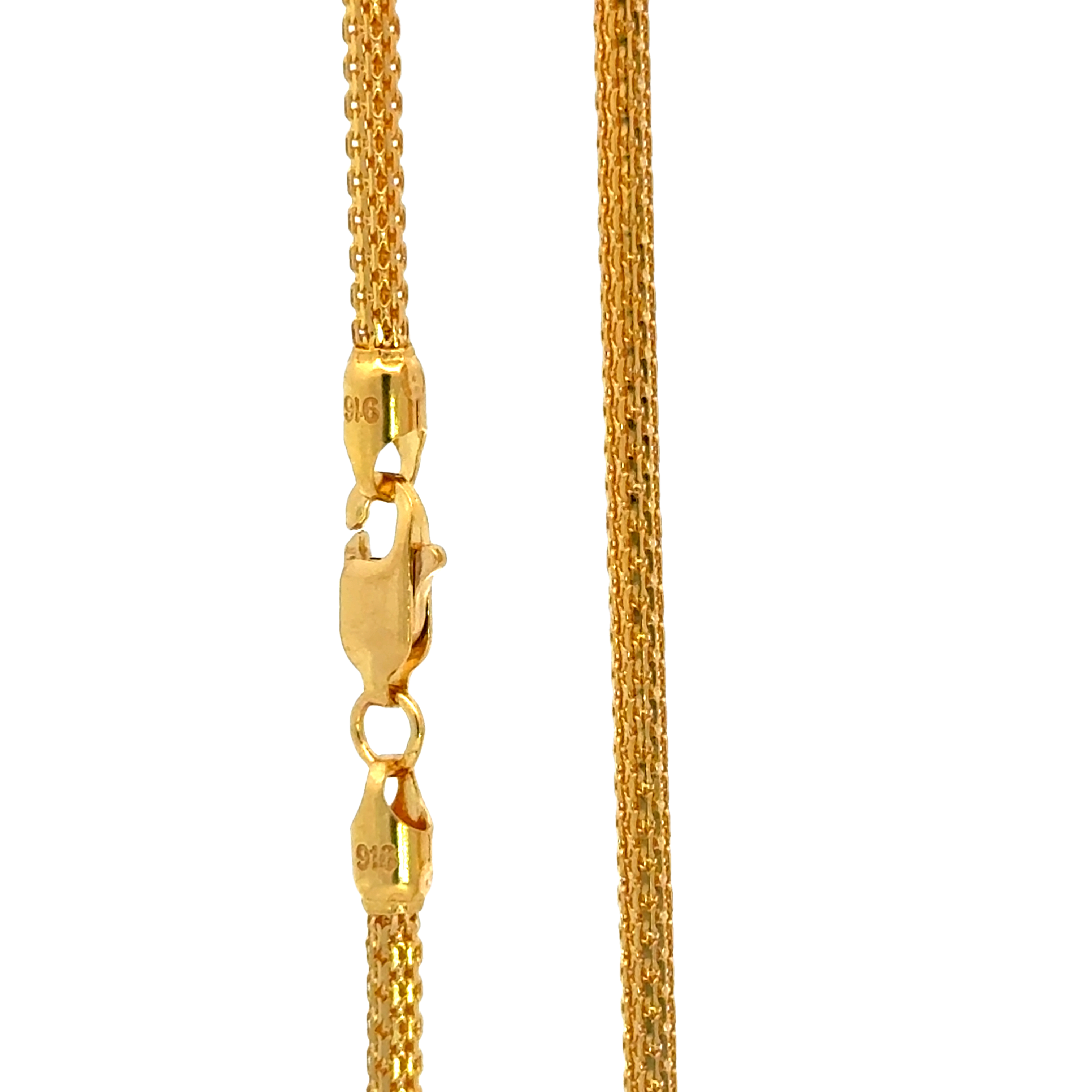 22k Yellow Gold Round Bismark Chain measuring 2.3mm width x 18 inch length