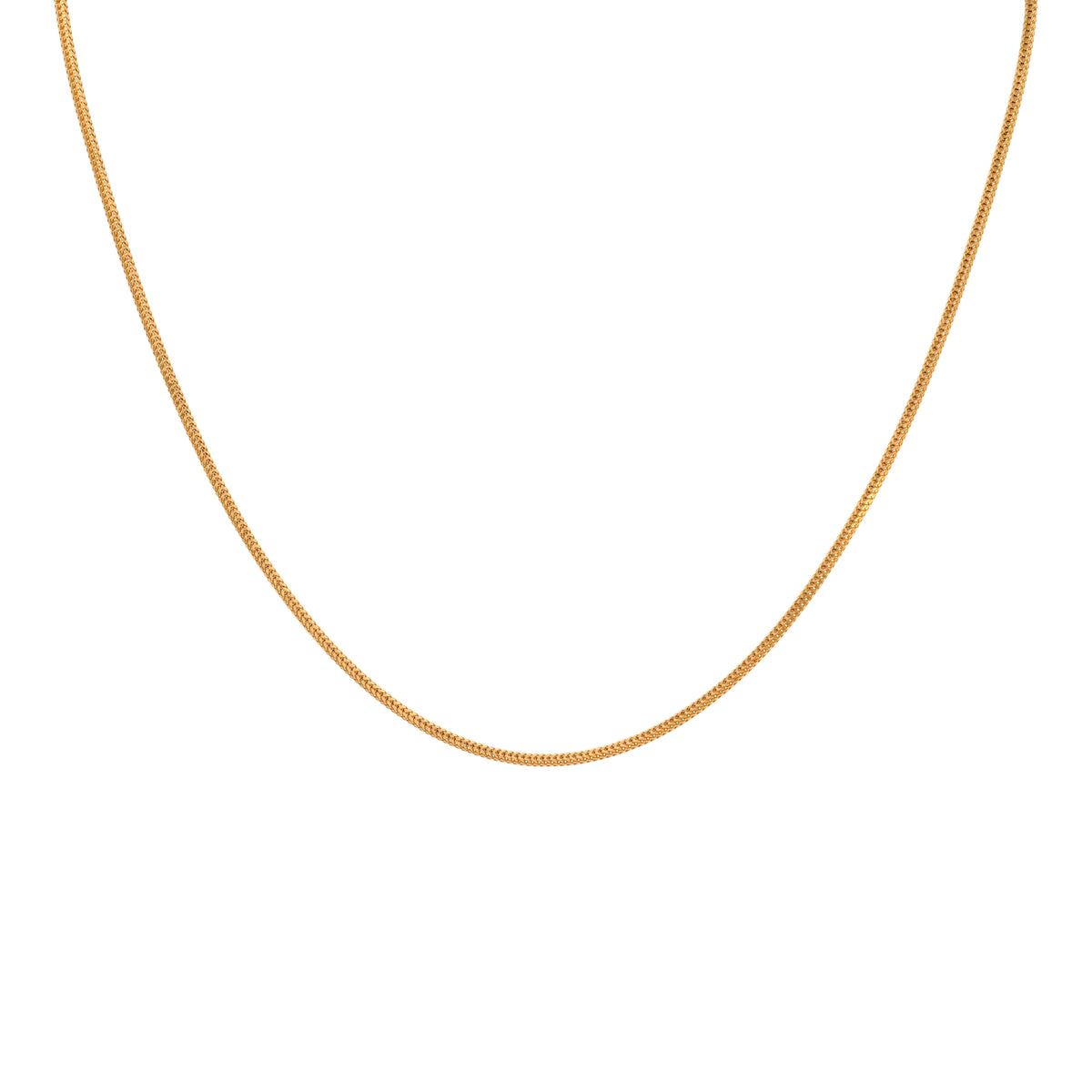 22k Yellow Gold Dainty Fox Chain measuring 1.7mm width x 20 inch length