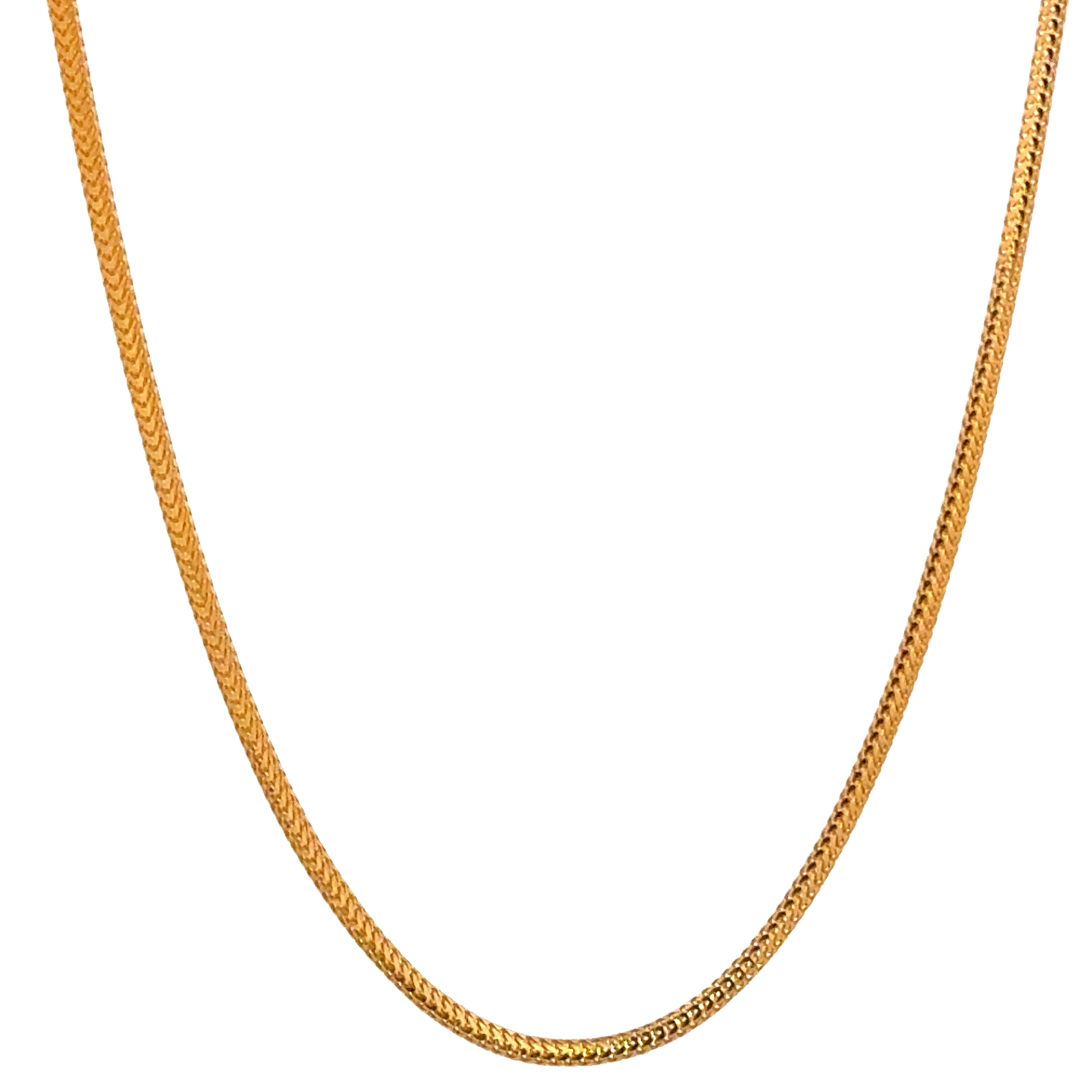 22k Yellow Gold Dainty Fox Chain measuring 1.7mm width x 20 inch length