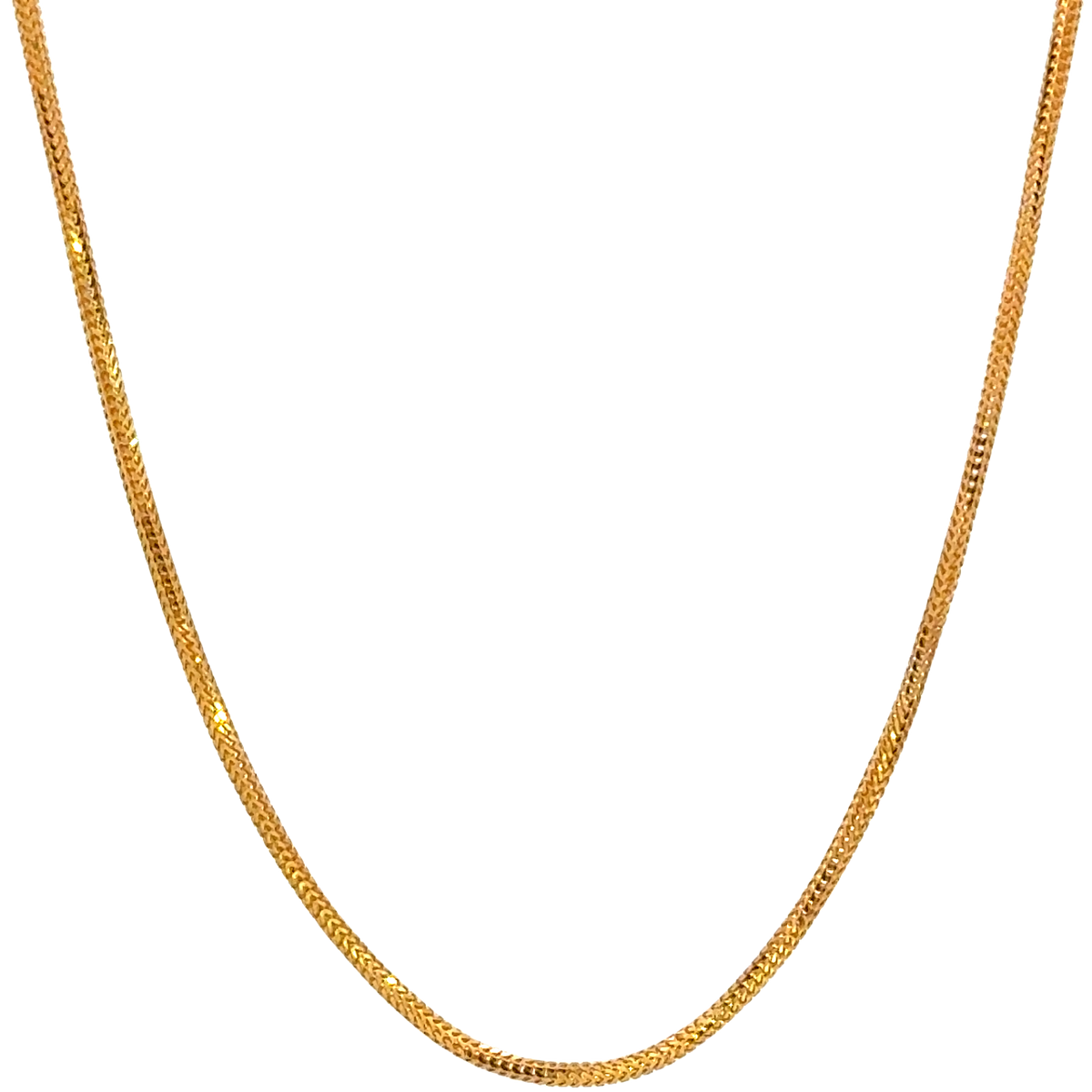 22k Yellow Gold Dainty Fox Chain measuring 1.3mm width x 18 inch length