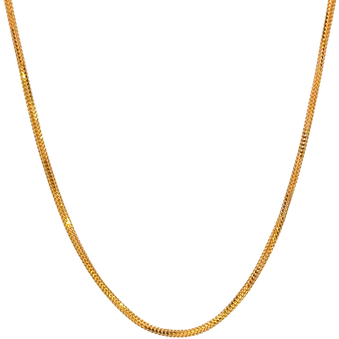22k Yellow Gold Dainty Fox Chain measuring 1.3mm width x 18 inch length
