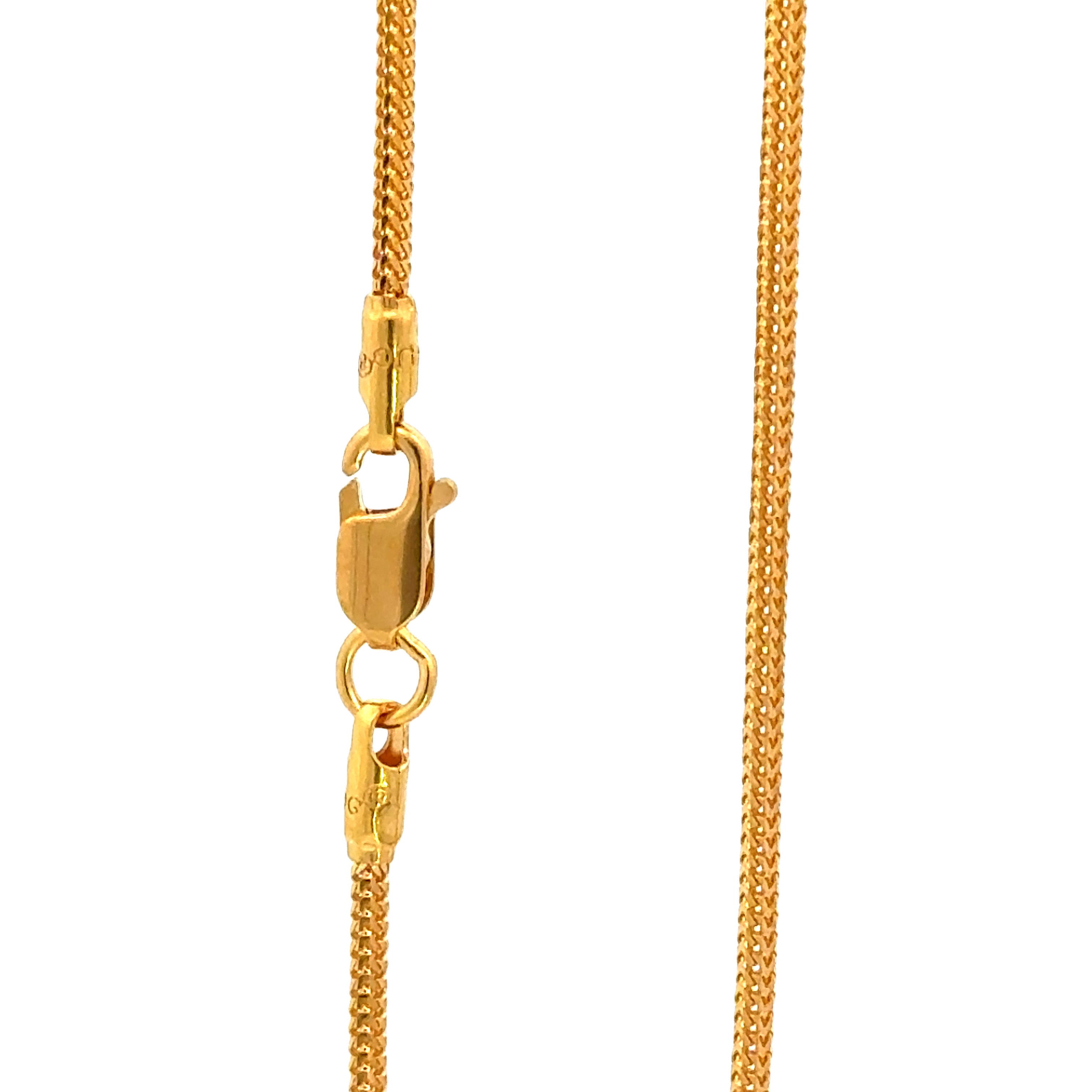 22k Yellow Gold Dainty Fox Chain measuring 1.3mm width x 18 inch length