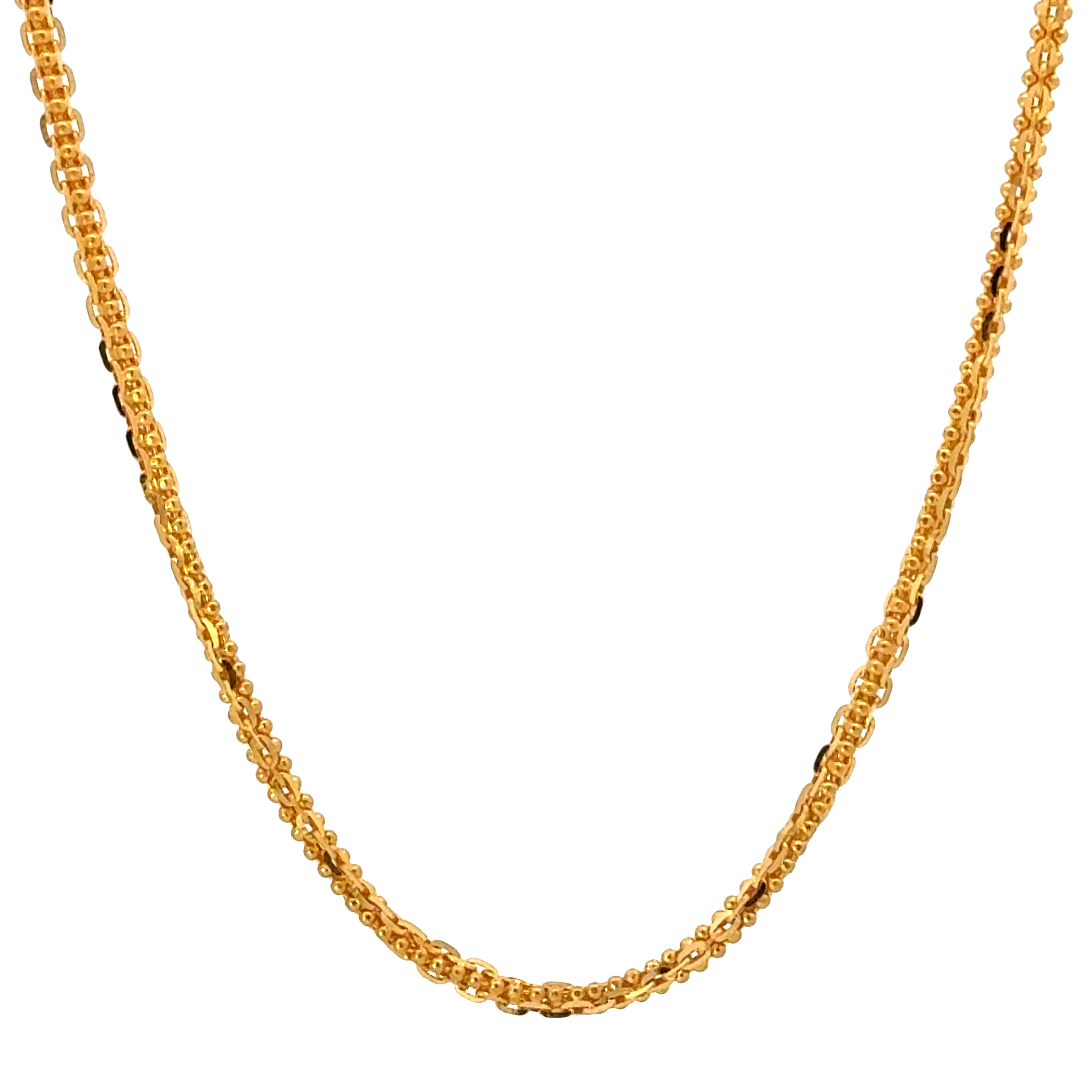 22k Yellow Gold Cuban Link Chain measuring 1.85mm width x 22 inch length