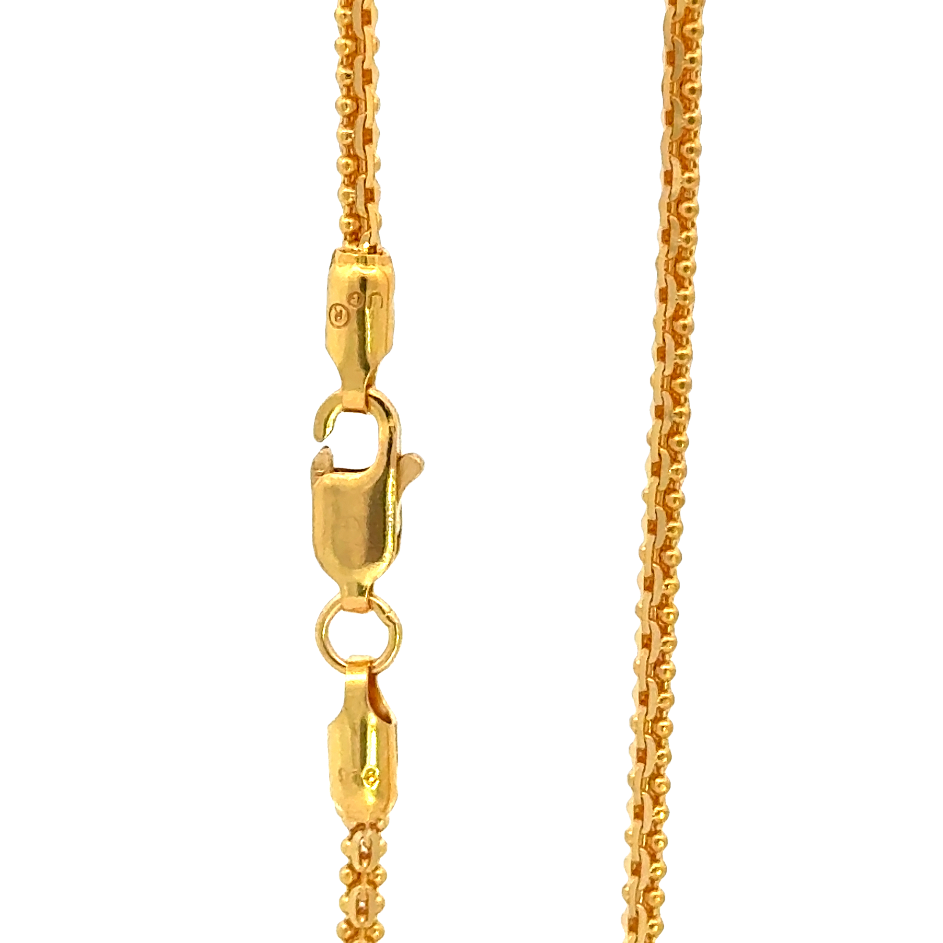 22k Yellow Gold Cuban Link Chain measuring 1.85mm width x 22 inch length