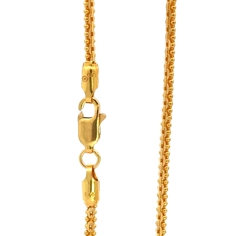 22k Yellow Gold Cuban Link Chain measuring 1.85mm width x 22 inch length