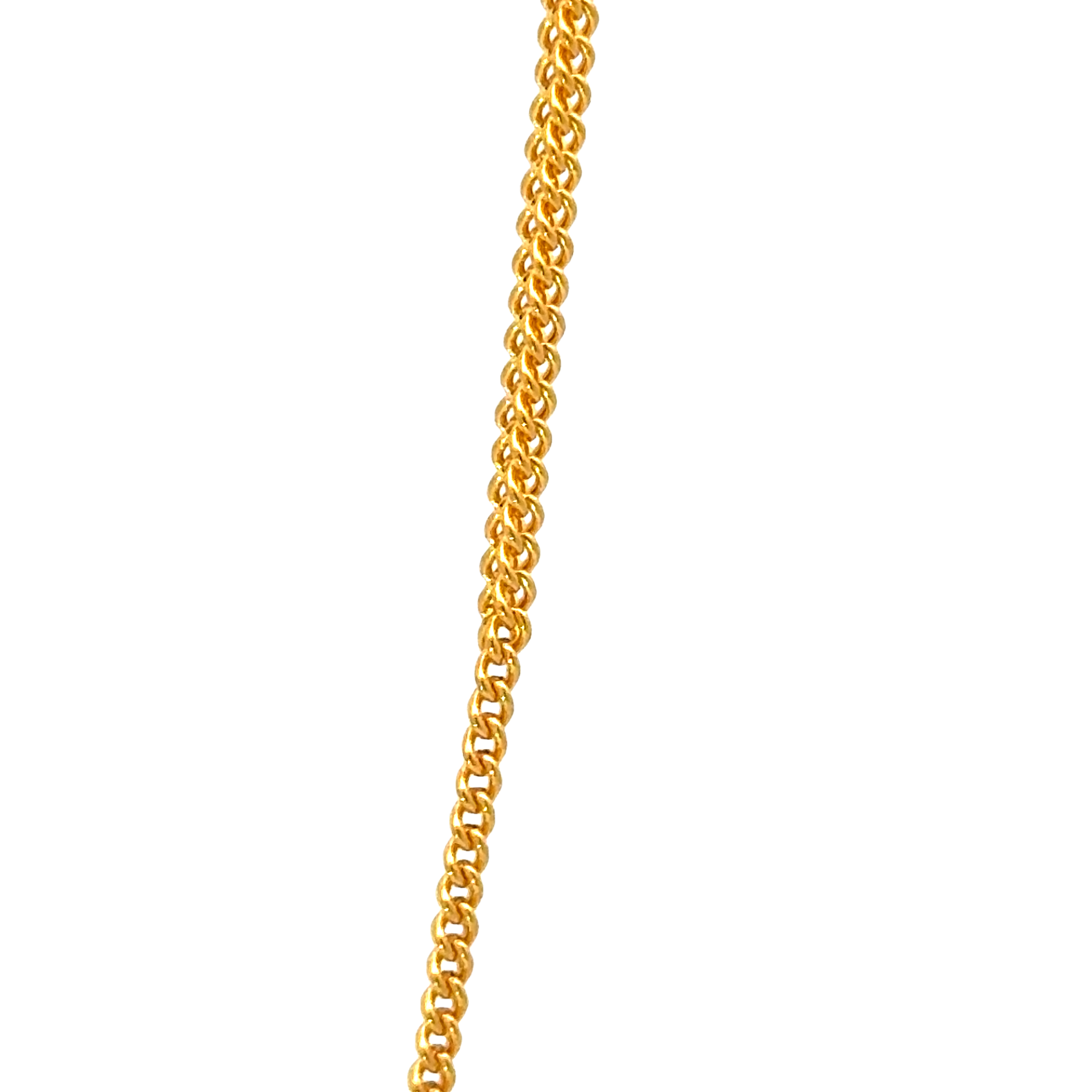 22k Yellow Gold Dainty Round Fox Fancy Cutting Chain measuring 2mm width x 18 inch length