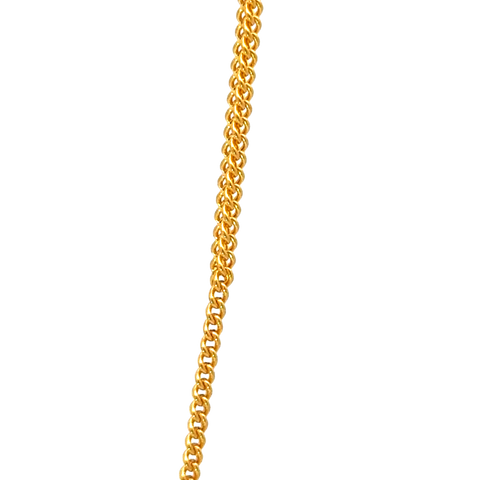 22k Yellow Gold Dainty Round Fox Fancy Cutting Chain measuring 2mm width x 20 inch length