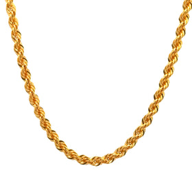 22k Yellow Gold Rope Chain measuring 2mm width x 16 inch length