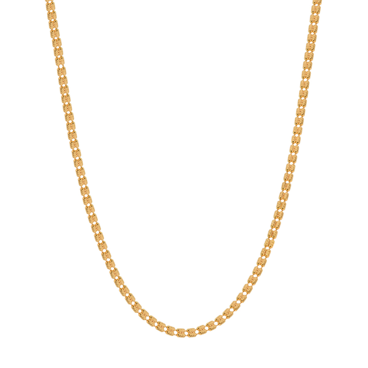 22k Yellow Gold Flat Bullet Chain measuring 3mm width x 16 inch length