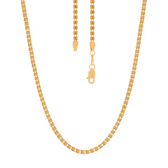 22k Yellow Gold Flat Bullet Chain measuring 3mm width x 16 inch length