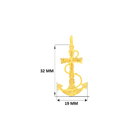 22K Yellow Gold Cross Pendant with gold weight of 2.66g
