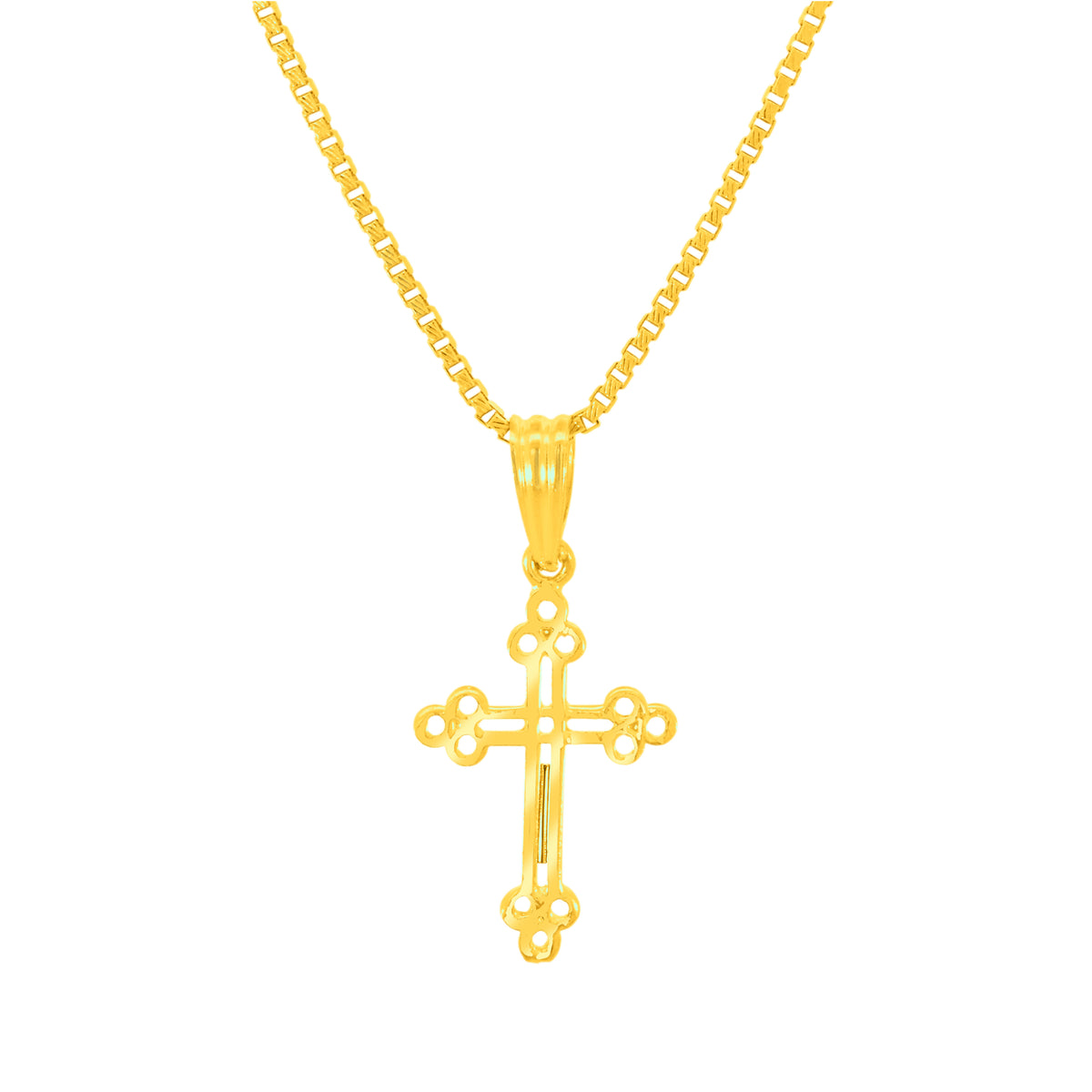 22K Yellow Gold Religious Cross Medium Pendant with gold weight of 0.96g