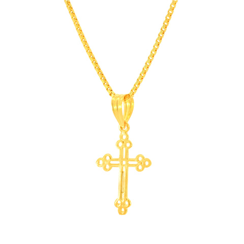 22K Yellow Gold Religious Cross Medium Pendant with gold weight of 0.96g