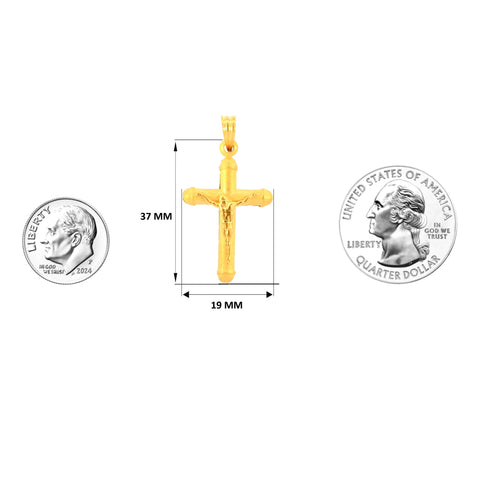 22K Yellow Gold Religious Cross Large Pendant with gold weight of 2.31g