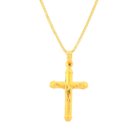 22K Yellow Gold Religious Cross Large Pendant with gold weight of 2.31g