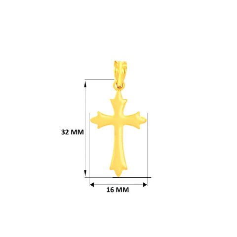 22K Yellow Gold Religious Cross Large Pendant with gold weight of 1.38g