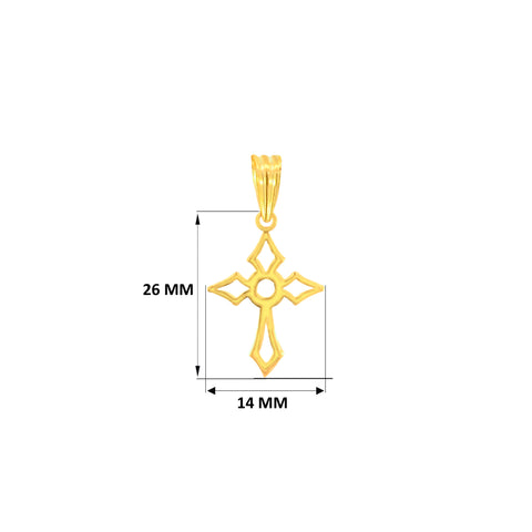 22K Yellow Gold Cross Pendant with gold weight of 0.64g