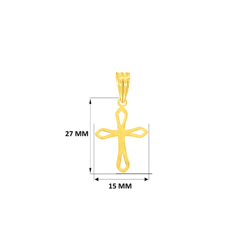 22K Yellow Gold Cross Pendant with gold weight of 0.66g