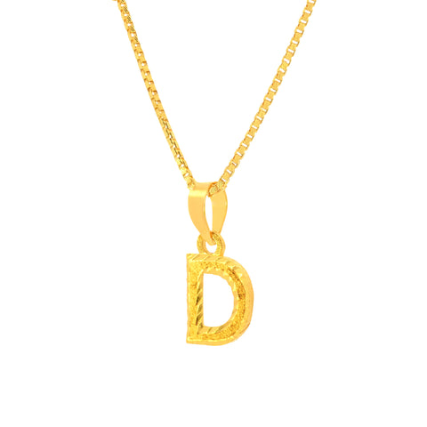 22K Yellow Gold Initial D Pendant with gold weight of 1.16g