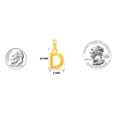 22K Yellow Gold Initial D Pendant with gold weight of 1.16g